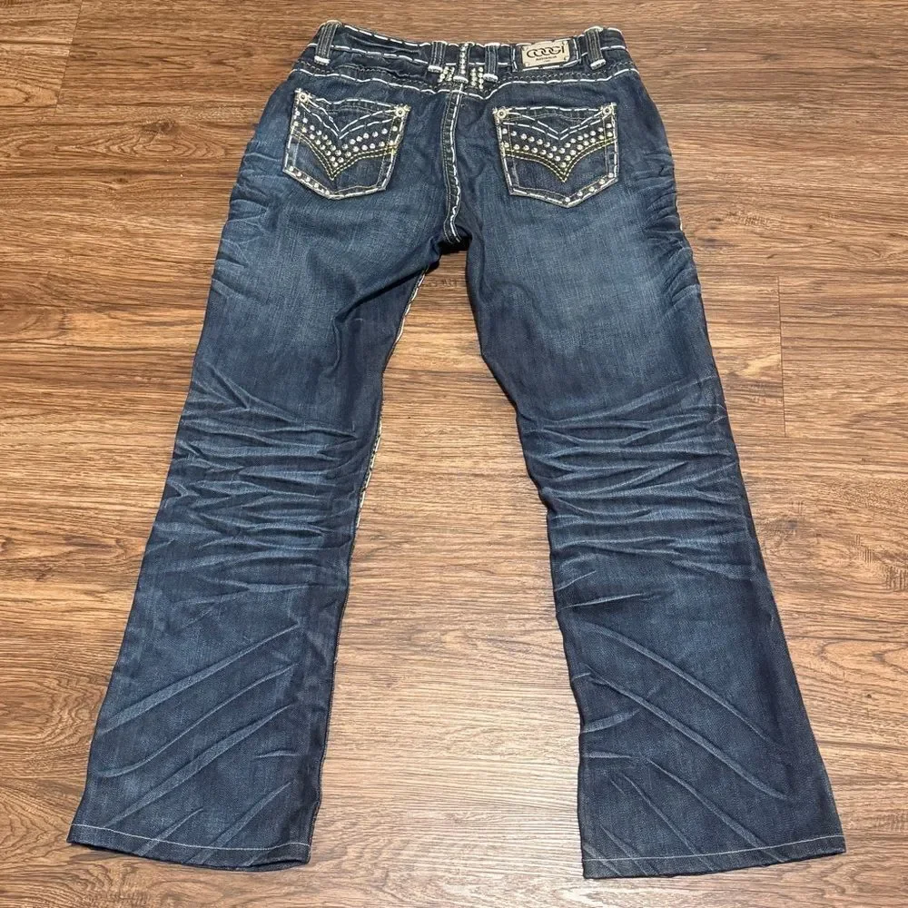 COOGI Blue Bootcut Jeans with Classic Large Detail Stitching Size 9/10